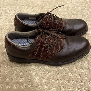 Men’s FootJoy DryJoy Golf Shoes Soft Spike Brown Crocodile